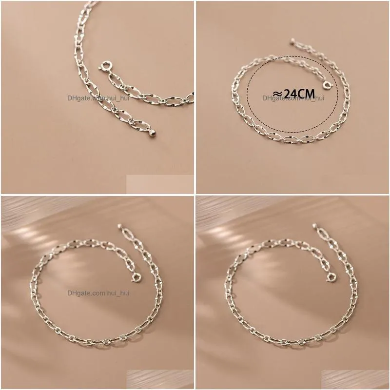 anklets link anklet for women silver anklets of chain bracelets on the leg jewelry 925 sterling foot accessories 24 cm minimalist