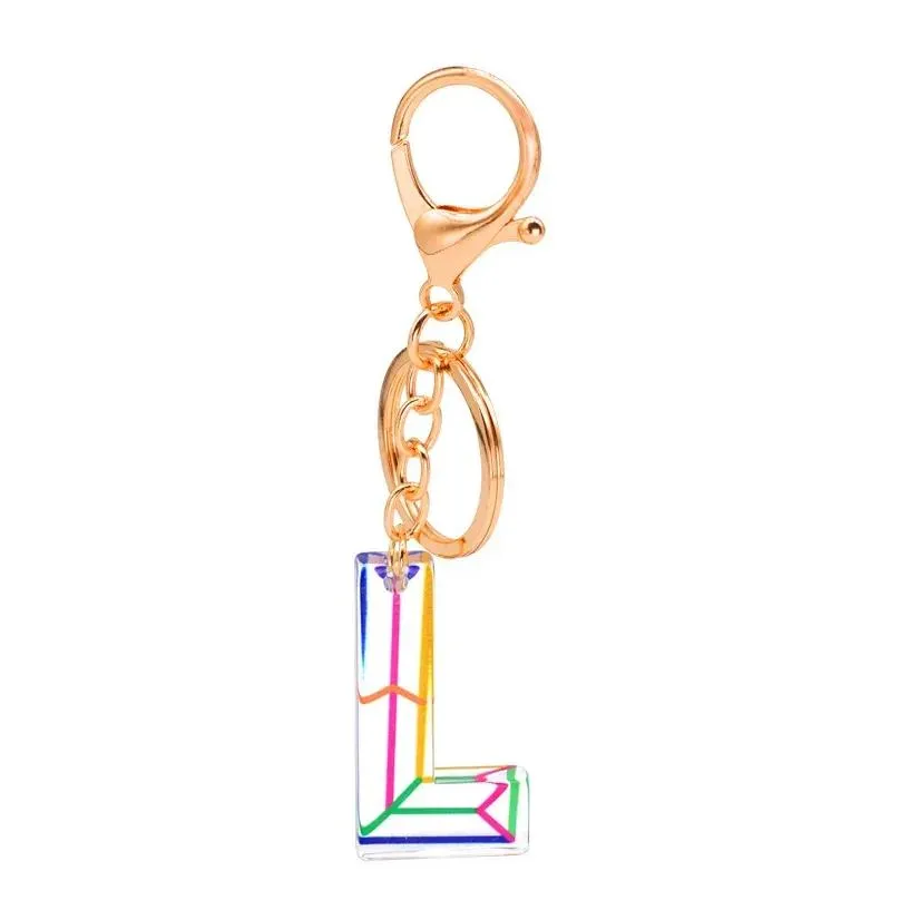 Keychains Transparent Striped Acrylic 26 English Letters Color Creative Jewelry Pendant DIY Keychain Accessories