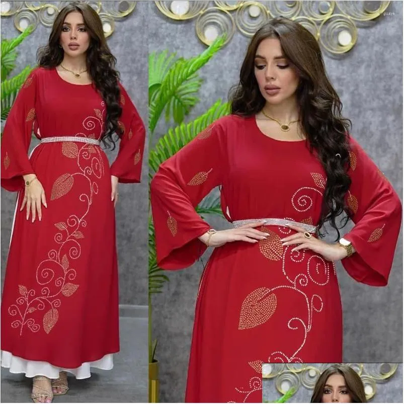 Ethnic Clothing Eid Mubarak Caftan Muslim Women Diamonds Abaya For Turkey Dubai Kaftan Islamic Moroccan Jalabiya Party Gown Evening