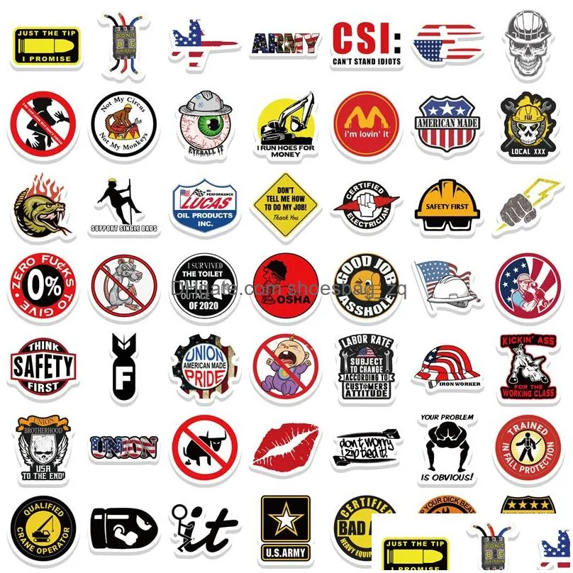 98Pcs Funny Hard Hat Sticker Helmet Graffiti Stickers for DIY Luggage Laptop Skateboard Motorcycle Bicycle Stickers