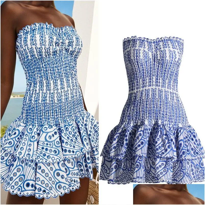 Sexy Mini Short Skirt 2024 Spring New Style strapless sleeveless slim fit ruffled hem slim fit dress for women 230724