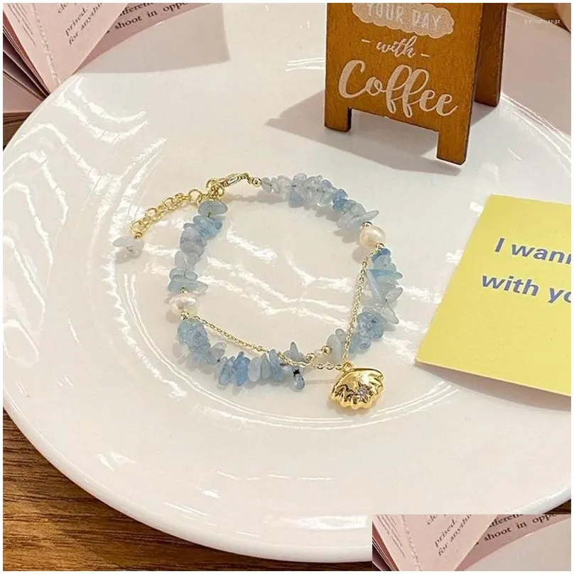 Charm Bracelets Kokomi Shell Blue Gem Stone Chain Crystal Bracelet Cosplay Genshin Impact Girls Fanshion Costume Props Gift
