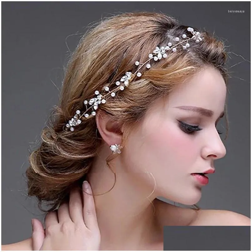 Hair Clips Gold Silver Color Pearls Bridal Vine Wedding Headband Crystal Women Headpiece Jewelry Handmade