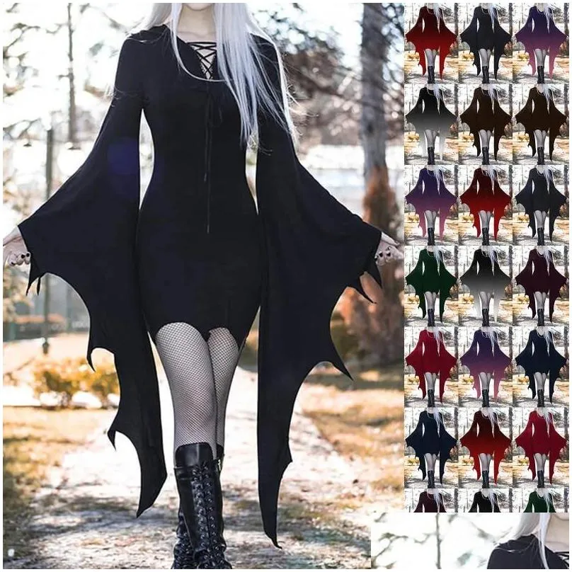 Casual Dresses Women Gothic Dress Butterfly Sleeve Costumes Mesh Lace Vintage Carnival Party Tunic Cocktail PartySlim