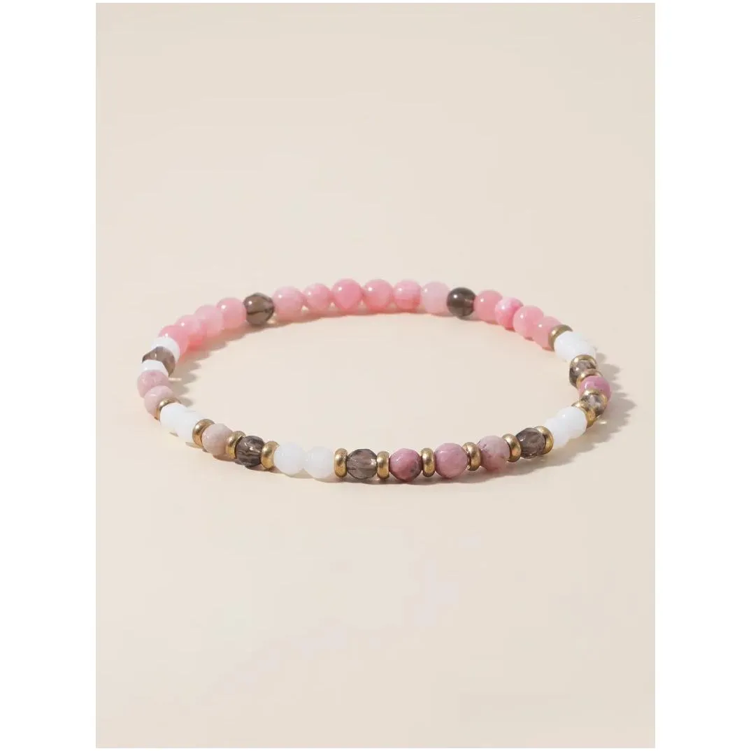 Strand OAIITE 4mm Cut Pink Crystal Porcelain White Stone Bracelet Women`s Tea Red Pattern Irregular Bead Fashion
