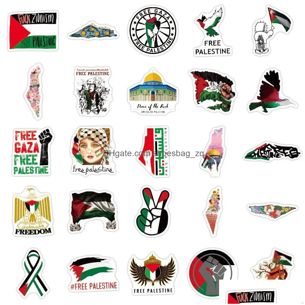 50Pcs Free Palestine Stickers Palestinians Graffiti Stickers for DIY Luggage Laptop Skateboard Motorcycle Bicycle Stickers