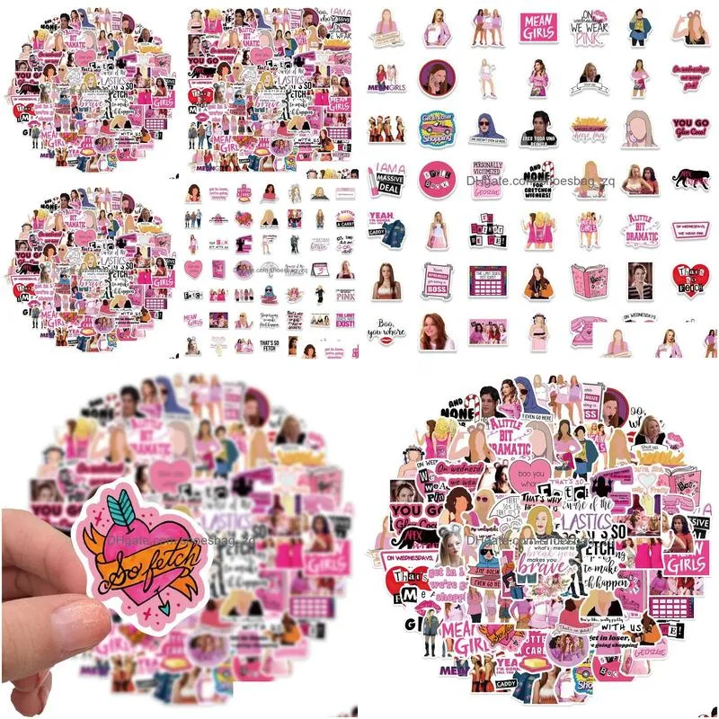 50Pcs American Classic Movies Mean Girls Stickers cute pink Graffiti Kids Toy Skateboard car Motorcycle Bicycle Sticker Decals