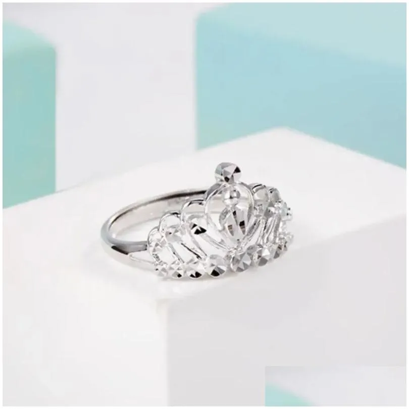 Cluster Rings 1PCS Real PT950 Pure Platinum 950 Band Women Gift Lucky Shiny Carved Crown Ring