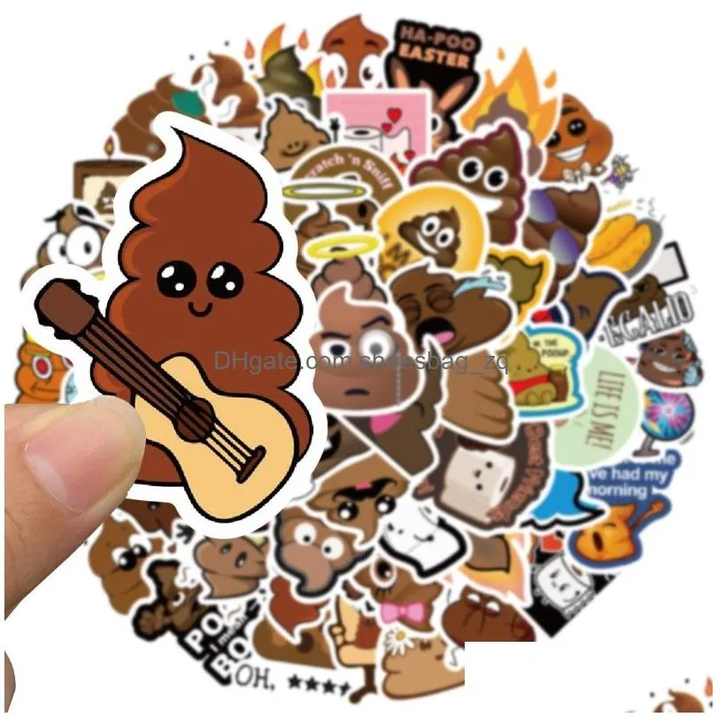 60Pcs/Lot Funny Poo Spoof Luggage Stickers Poop Sticker Creative Trend Graffiti Personality Waterproof Laptop Decorative Decals