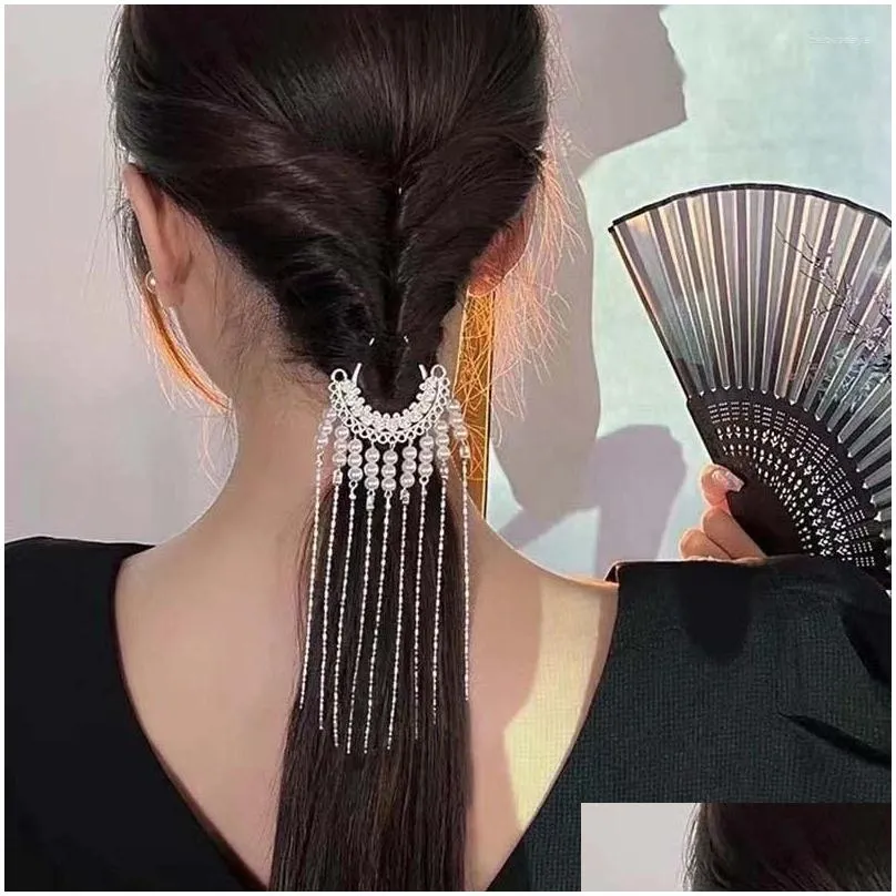 Hair Clips Handmade Pearl Tassel Sticks For Women Vintage Chinese Style Metal U-Shaped Chopsticks Hairpin Hanfu Clothing