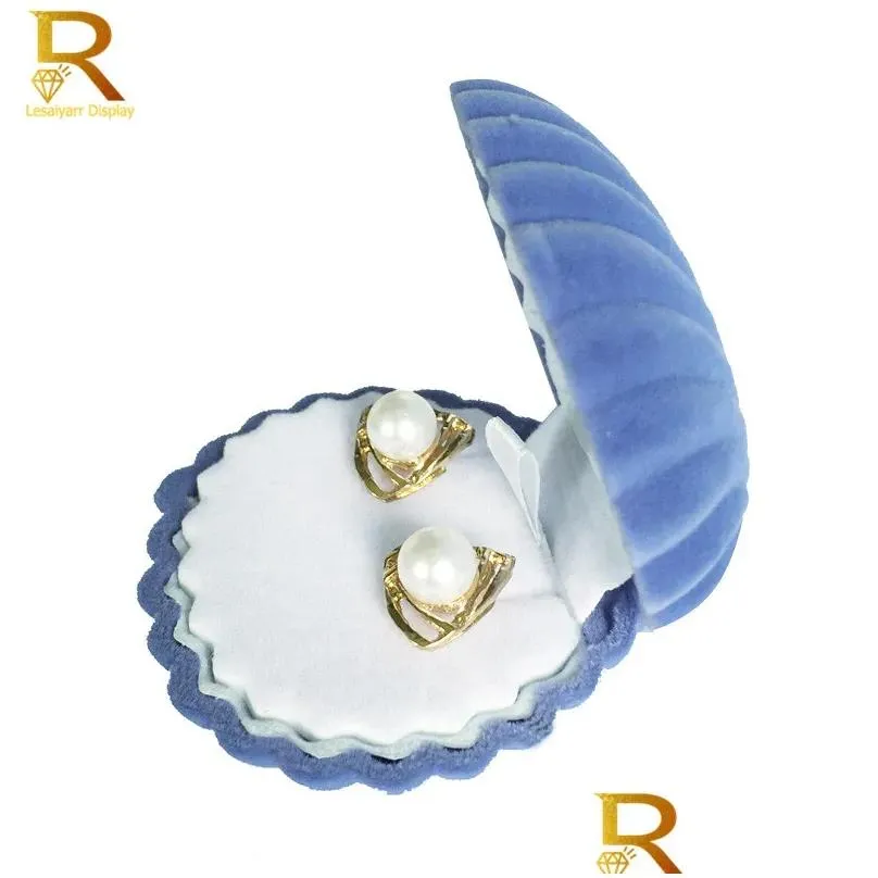 Jewelry Pouches 10pcs Creative Shell Shape Velvet Box For Ring Earrings Necklace Bracelet Display Gift Wedding