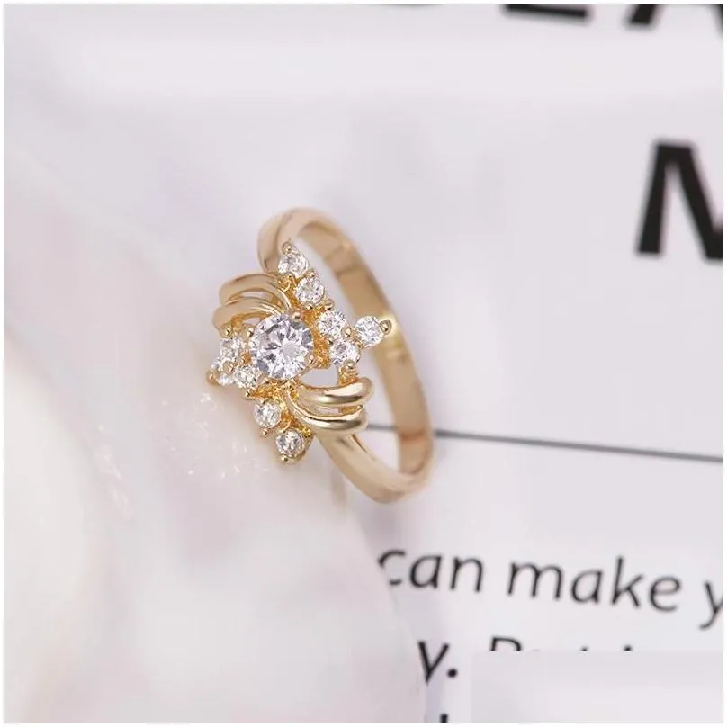 Wedding Rings MxGxFam Fashion Gold Color For Girls Women Daily Wear18kGoldPlated Cubic ZirconWedding WeddingWedding