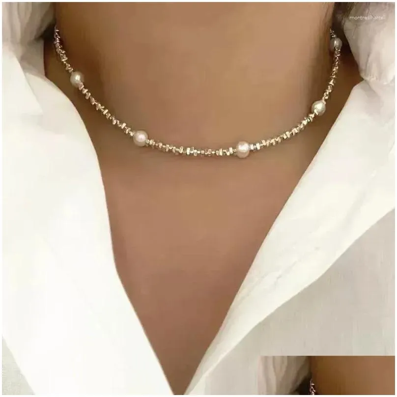 Chains Fashion Jewelry Sweet Korean Temperament Natural Pearl Chain Necklace For Women Wedding Gifts Simply Design Accessories