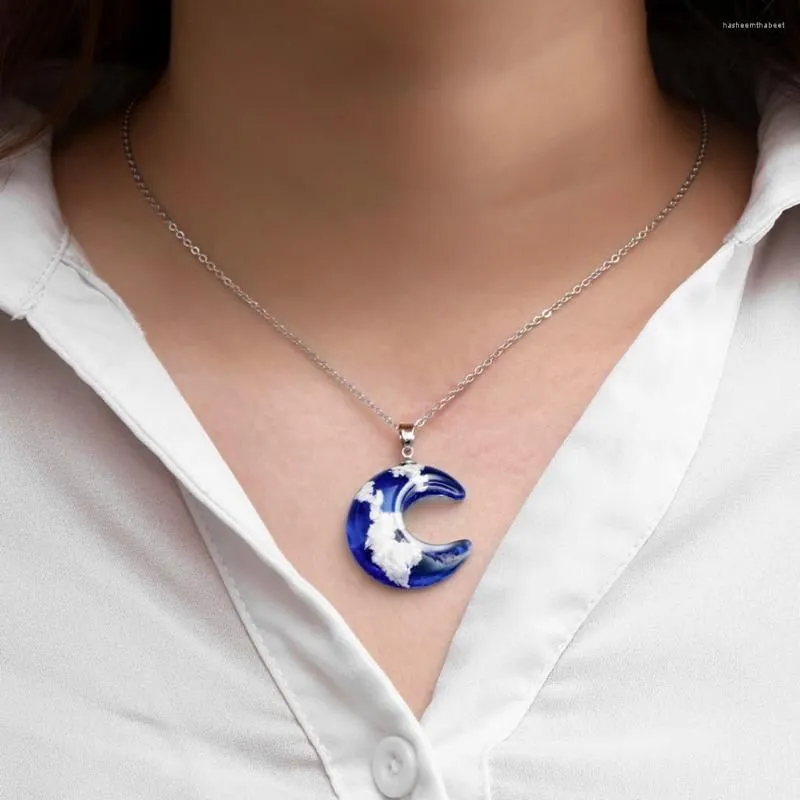 Pendant Necklaces Fashion Necklace For Women Nature Blue Sky White Cloud Resin Transparent Ladies Jewelry Gift Collares Para Mujer