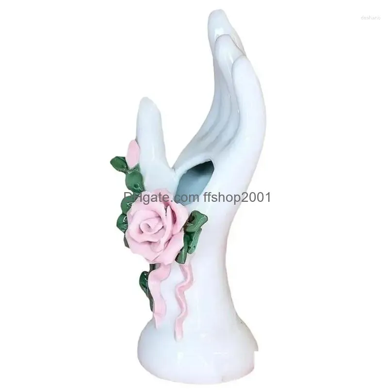 vases hand holding flower vase modern art resin shape floral desktop ornament centerpieces tables for dried