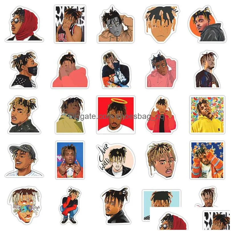 52pcs/pack Singer Juice Wrld sticker rock rapper Graffiti Kids Toy Skateboard car Motorcycle Bicycle Sticker Decals Wholesale