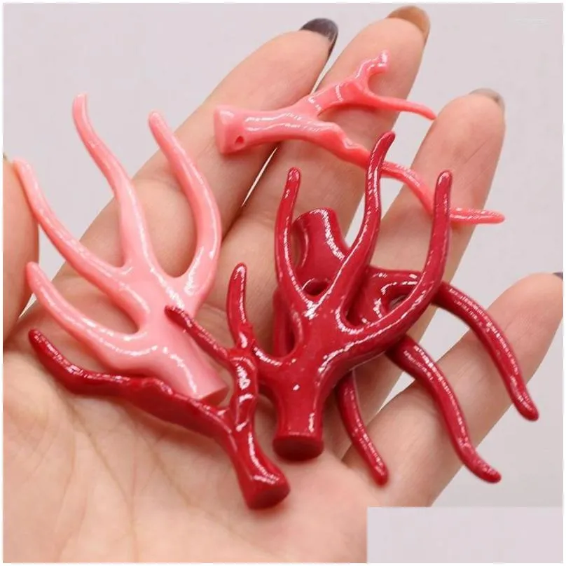 Pendant Necklaces Natural Coral Pink Tree Branch Beads 2/4 Forks Crafts For Jewelry Makingdiy Necklace Bracelet Earring Accessory Dro Dhjke