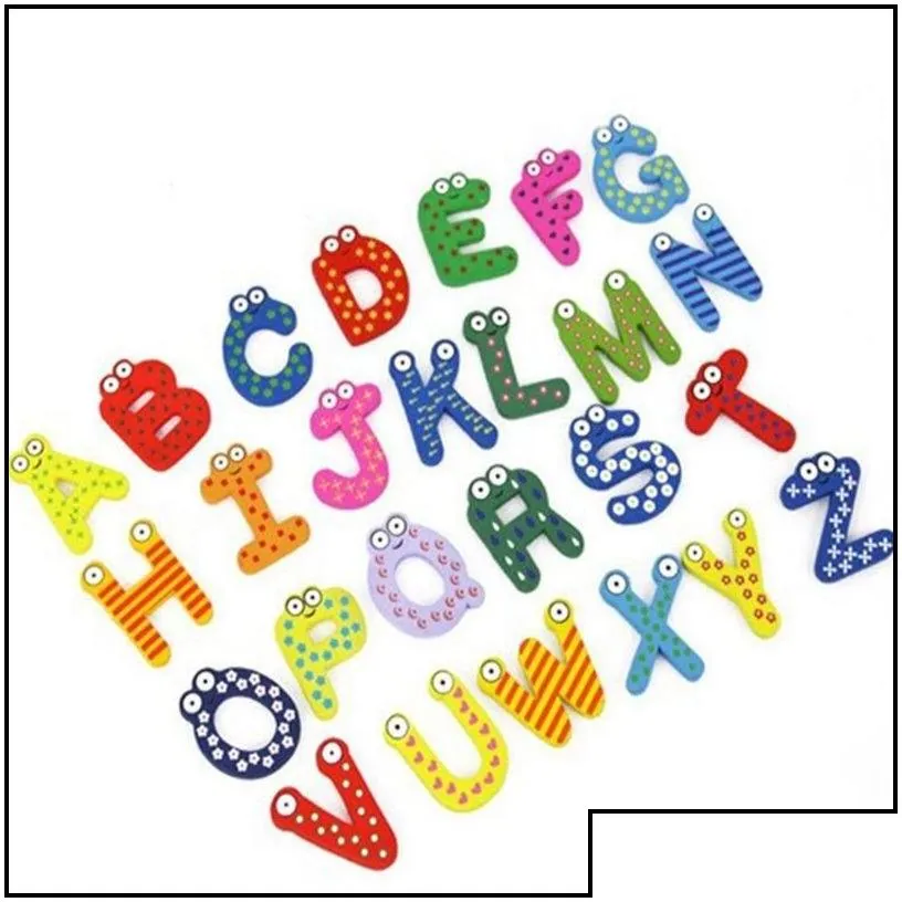 Fridge Magnets Kids Baby Wooden Alphabet Letter Cartoon Educational Learning Study Toy Uni Gift Drop Delivery Home Garden Xc Dh0J8