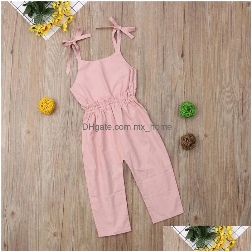 1-5t summer toddler kids baby girl romper sleeveless solid strap jumpsuit elegant cute princess clothing boho beach outfits