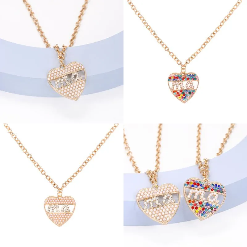 Pendant Necklaces Pendants Jewelry Diamond Peach Heart Mothers Day Gift Family Daughter Sister Crystal Necklace Drop Delivery 2021 Otzhy