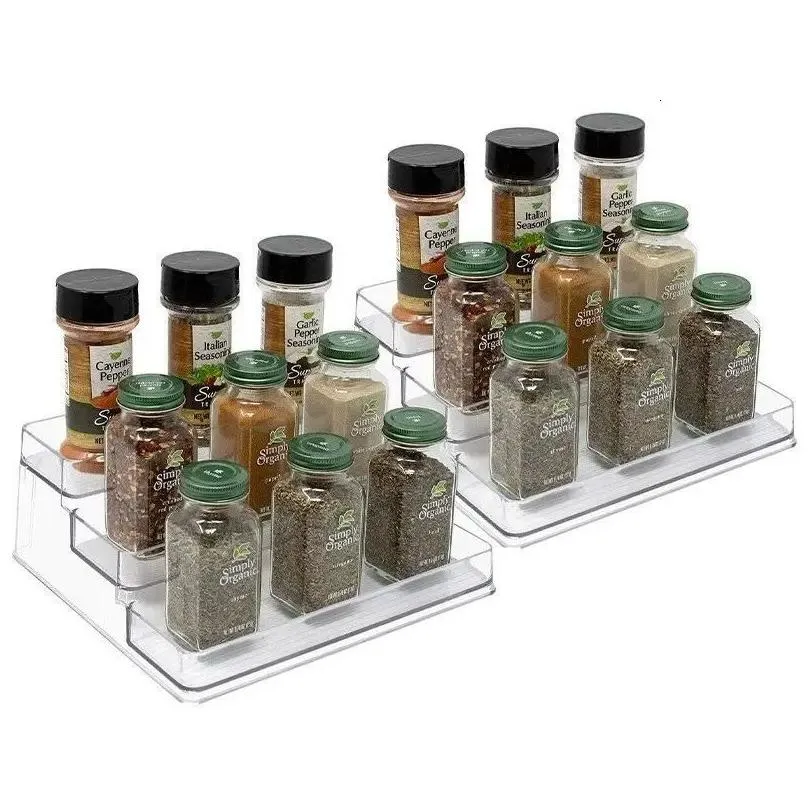3 tier desktop perfume shelf acrylic cosmetic organizer storage rack doll display stand kitchen seasoning 240125