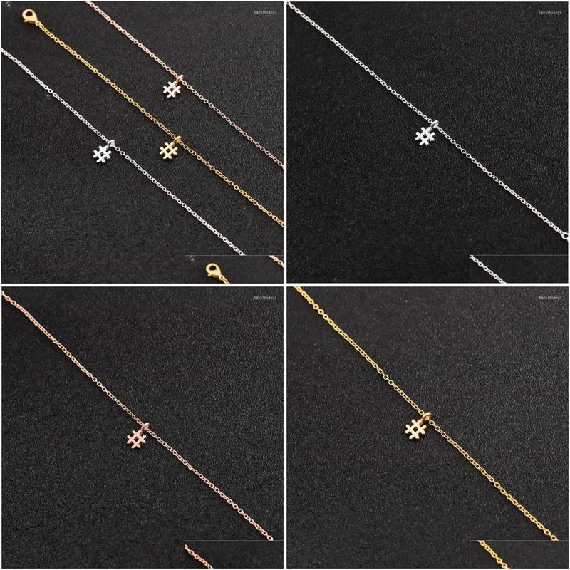 Charm Bracelets Tiny Symbol # Hashtag Bracelet Simple Mini Number Character Initial Alphabet Letter Music Note Chain For Women