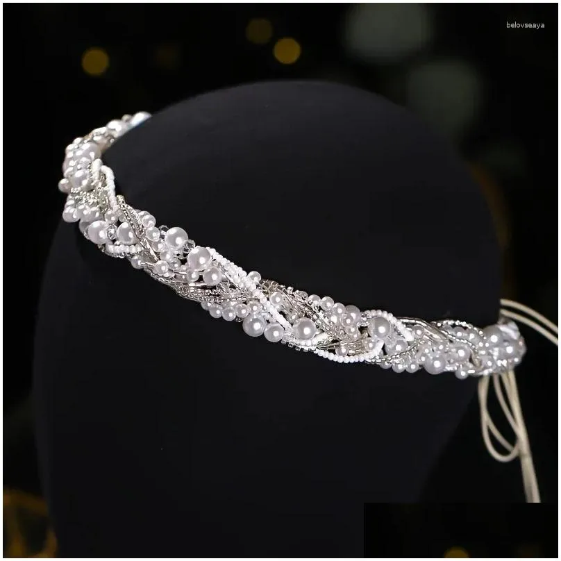 Hair Clips Luxury Crystal Pearl Headband Vine Tiara For Women Bride Rhinestone Bridal Wedding Accessories Jewelry Band