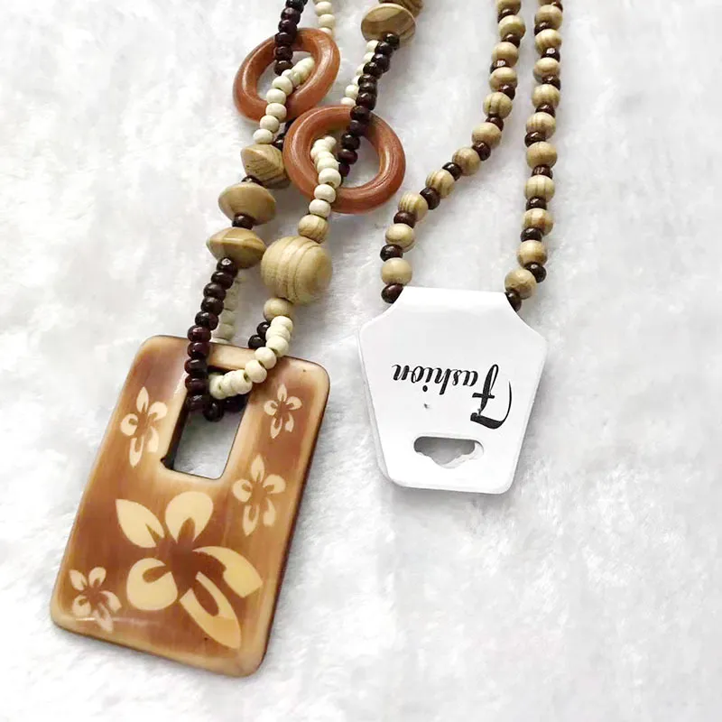 Pendant Necklaces 2023 Boho Jewelry Ethnic Style Long Hand Made Bead Wood Elephant Necklace For Women Price Decent Wholesale Dropship Otmsc