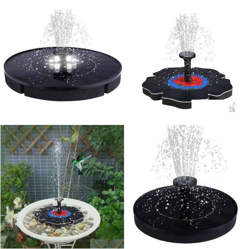 rose solar power pump bird bath fountain water floating pond garden patio decor 201903211347741