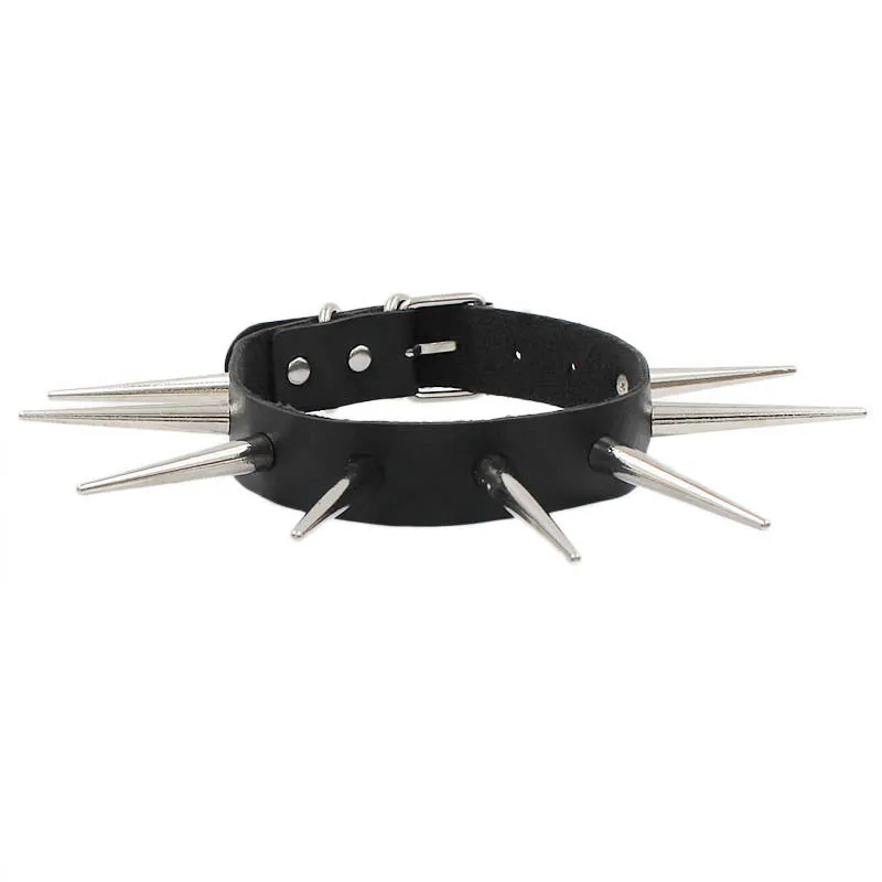 Chokers Gothic Black Spiked Punk Choker Collar Spikes Rivets Studded Chocker Necklace For Women Men Bondage Cosplay Goth Je Dhgarden Dhp9X