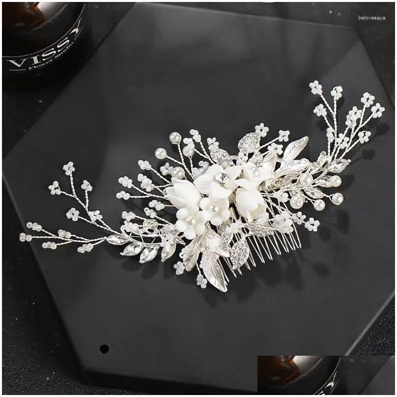 Hair Clips Style Bridal Comb Headdress Flower Handmade Pan Accessories TEN