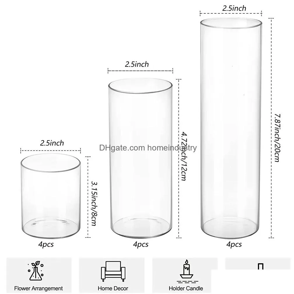 Vases Glass Cylinder Vase Hurricane Candle Holder Clear 3 Different Sizes Tall For Wedding Centerpieces Flower 230915 Drop Delivery Dhmo6