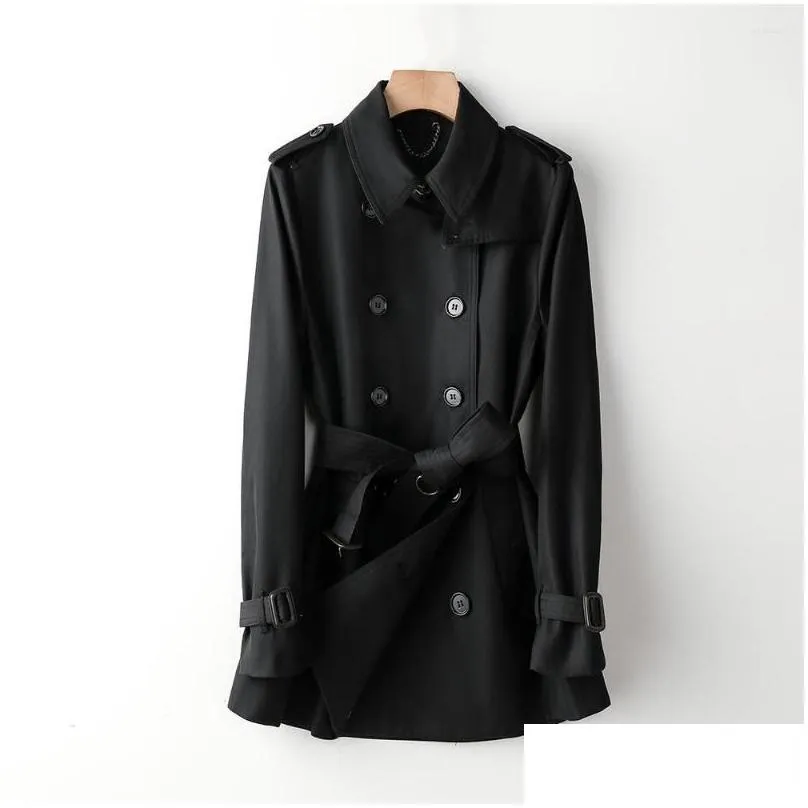 Women`S Trench Coats Womens Spring And Autumn 2023 Classic British Double Breasted Medium Length Waterproof Coat Drop Delivery Apparel Dh6F3