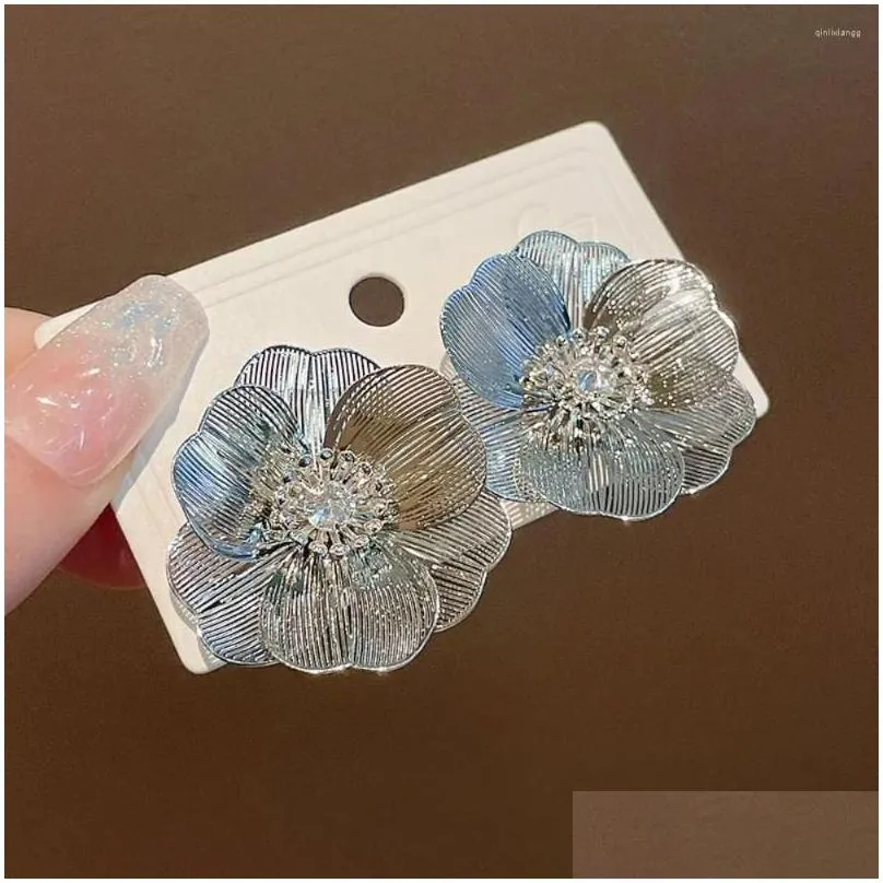 Stud Earrings Elegant Flower Zircon Individuality Romantic Exquisite Ear Jewelry Fashion Exaggerated Design Earring Girl