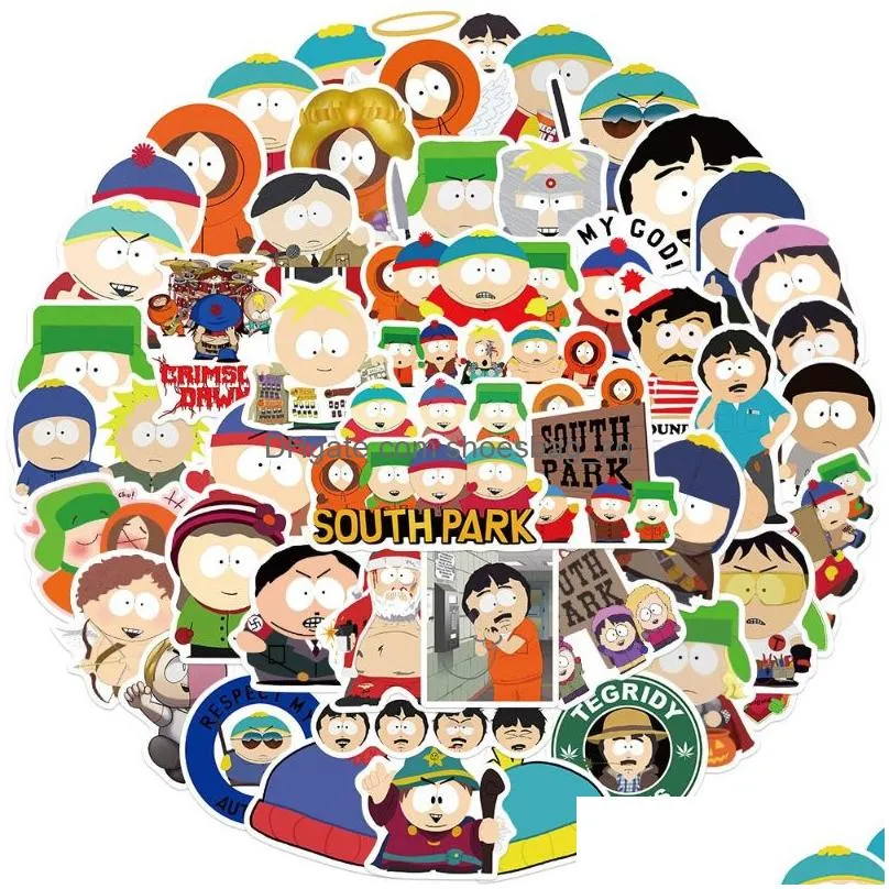 50Pcs South Park cartoon figure stickers Graffiti Kids Toy Skateboard Phone Laptop Luggage Sticker Decals