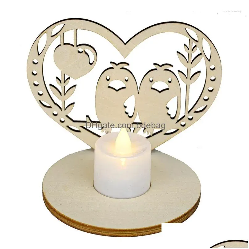 candle holders 1pc diy home decorations holder wedding party heart shape candlestick wooden hollow furnishings