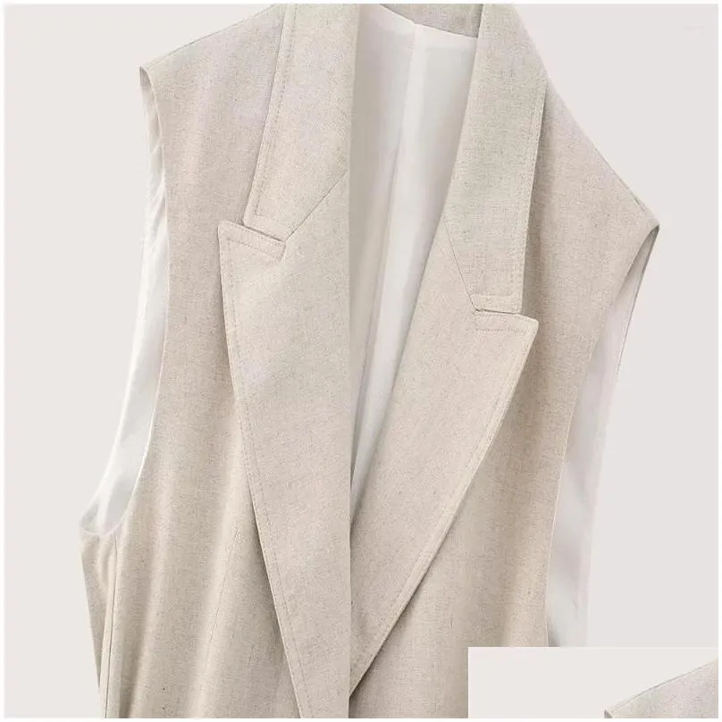 Women`s Vests UNIZERA 2023 Summer Casual Polo Collar Sleeveless Vest Dress Tie Belt Tank Top Coat 7942939