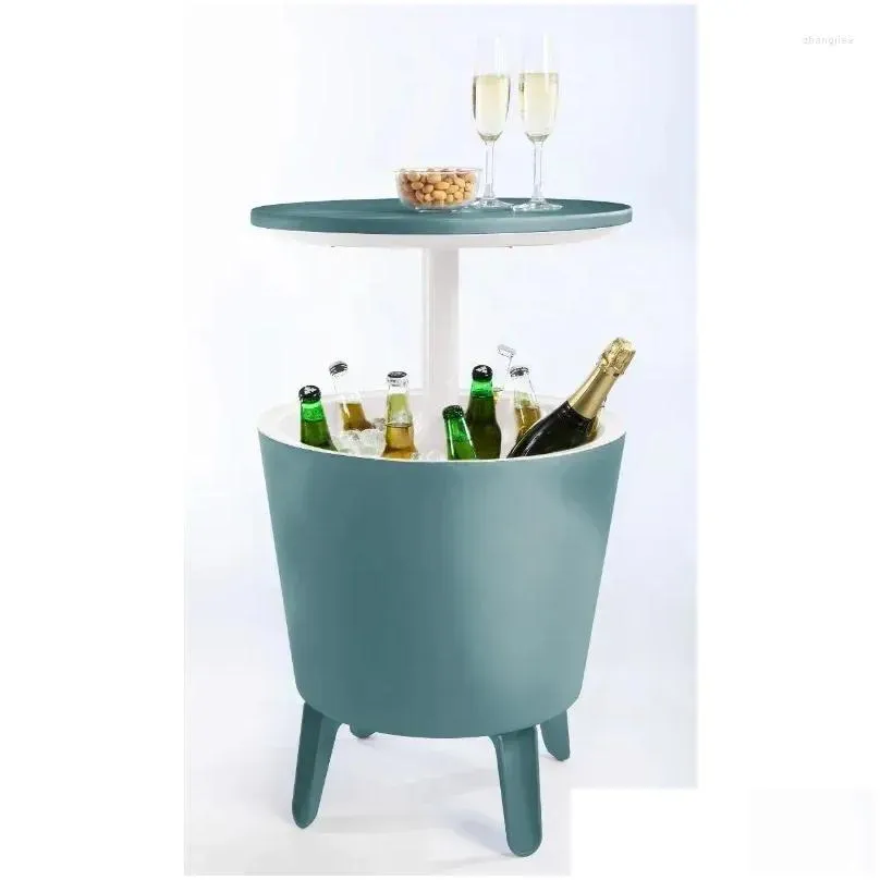 Camp Furniture Keter Modern Cool Bar And Side Table Outdoor Patio With 7.5 Gallon Beer Wine Cooler Teal Portable