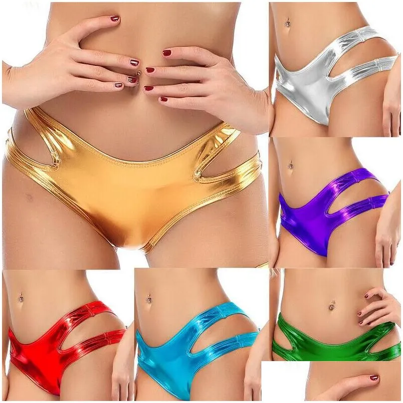 Women`S Panties Womens Brief Thong Hollow Out Wet Look Pu Leather Pvc Y 10 Colors Drop Delivery Apparel Underwear Dhhrs
