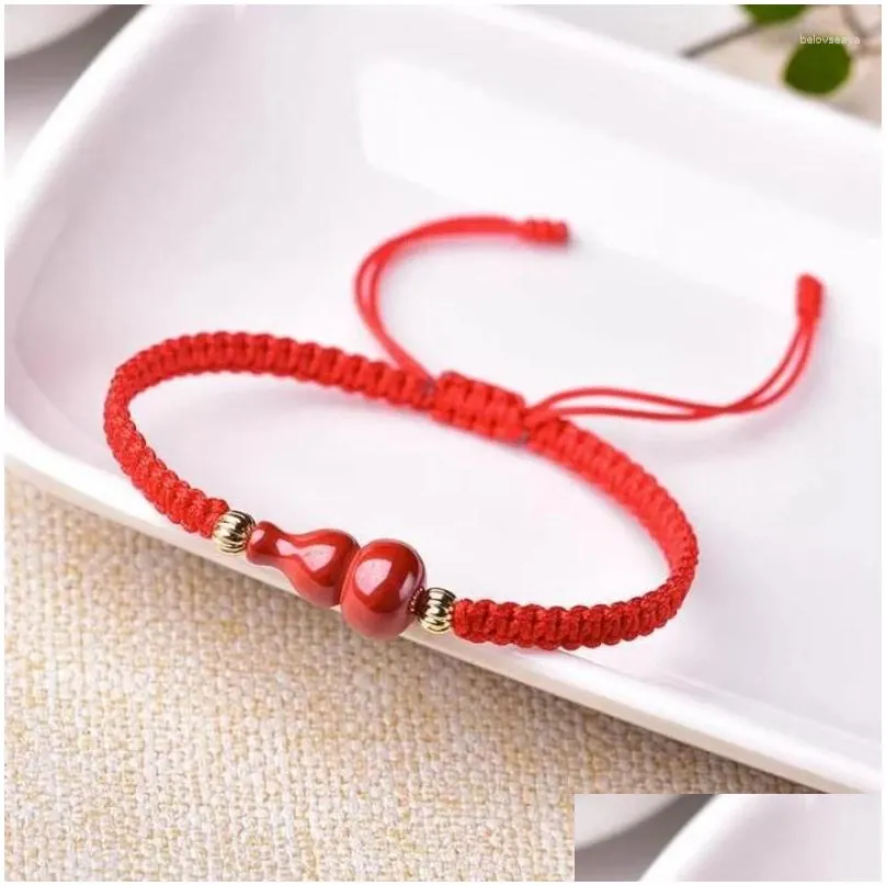 Strand Wholesale Cinnabar Red Rope Bracelet Ruyi Gourd