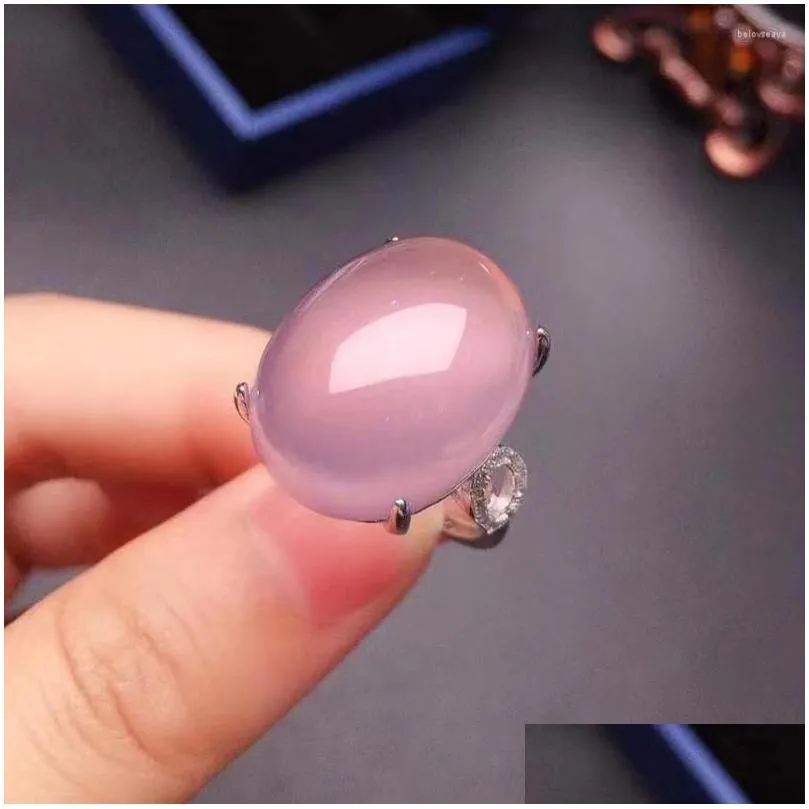 Cluster Rings Fashion Hyperbole Gemstone Ring For Daily Wear 15 20mm NaturalRose Quatz Solid 925 Silver Rose Quartz Jewelry Big