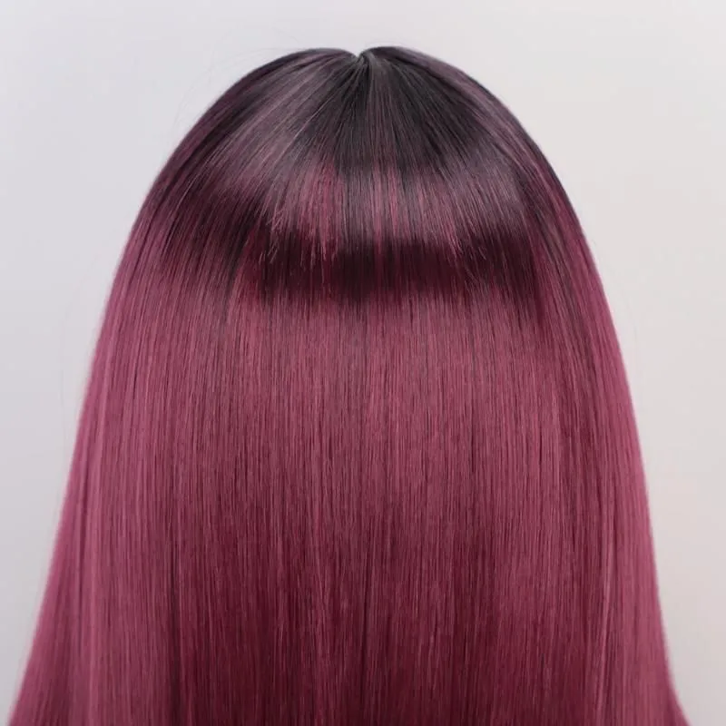 Queens Wigs For Women Straight Long Synthetic Wig Ombre Purple Red Pink Ginger Cosplay Ladies19672889