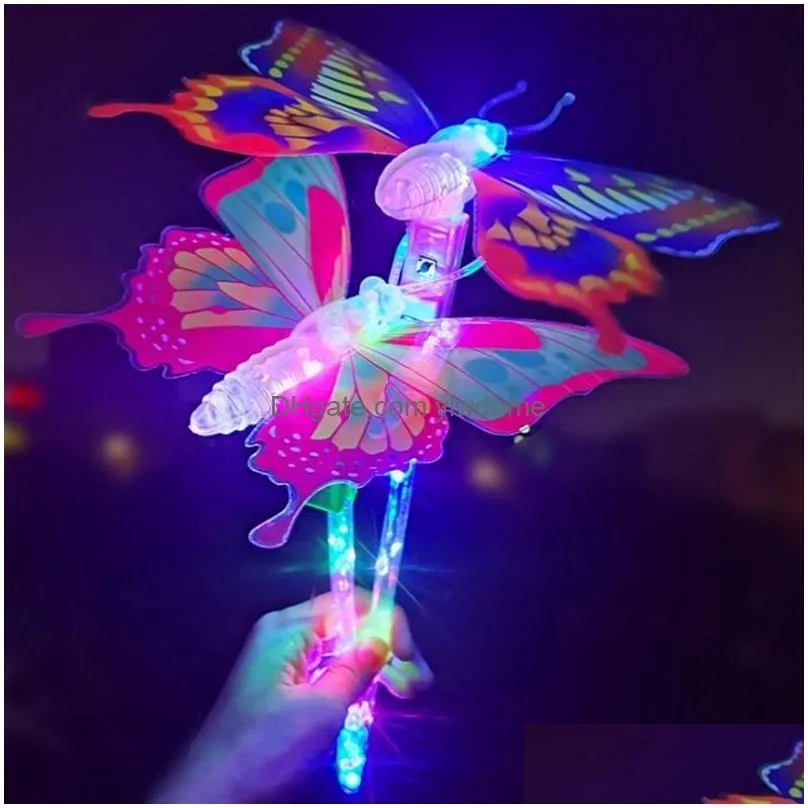 Led Light Sticks 1Pc Kids Colorf Glowing Flashing Heart Star Butterfly Girls Princess Fairy Wands Party Cosplay Props Up Toy Drop Deli Dhn6O