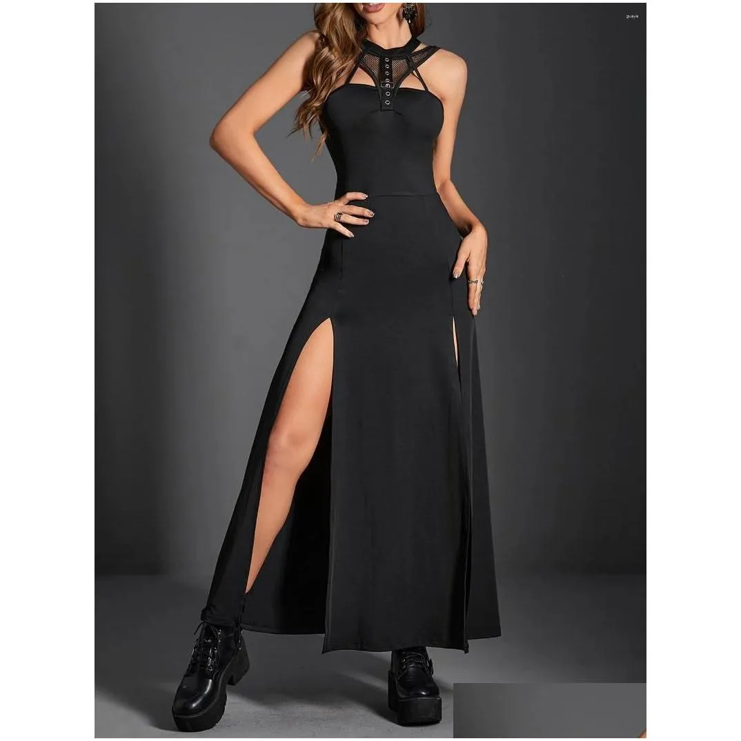★High School Disco★Check Graphic Mesh Long Dress★ DHgate.com:Gothic Techwear Fishnet Splice Midi Dress: Y2K