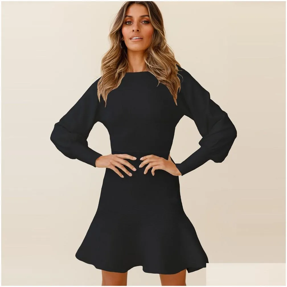 0C828M74 Women`s Oversized Clothing Long Sleeved Dress Autumn and Winter Knitting Customized Colors