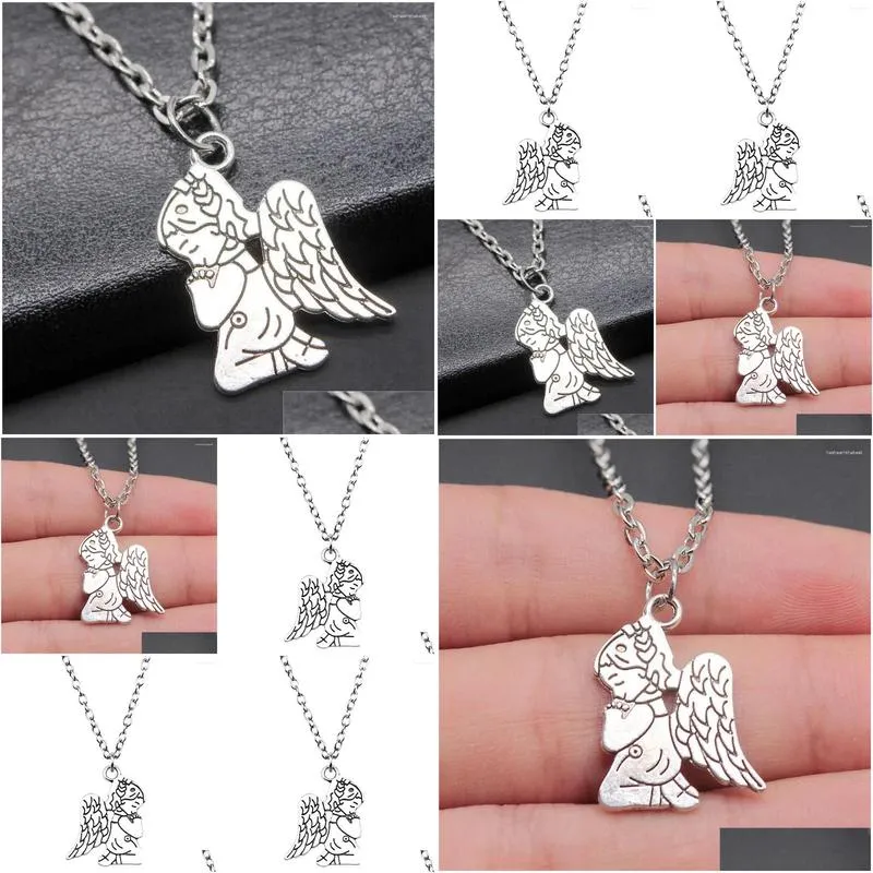 Pendant Necklaces 1pcs Praying Angel Chain For Men Ornaments Vintage Jewelry Cute Length 43 5cm