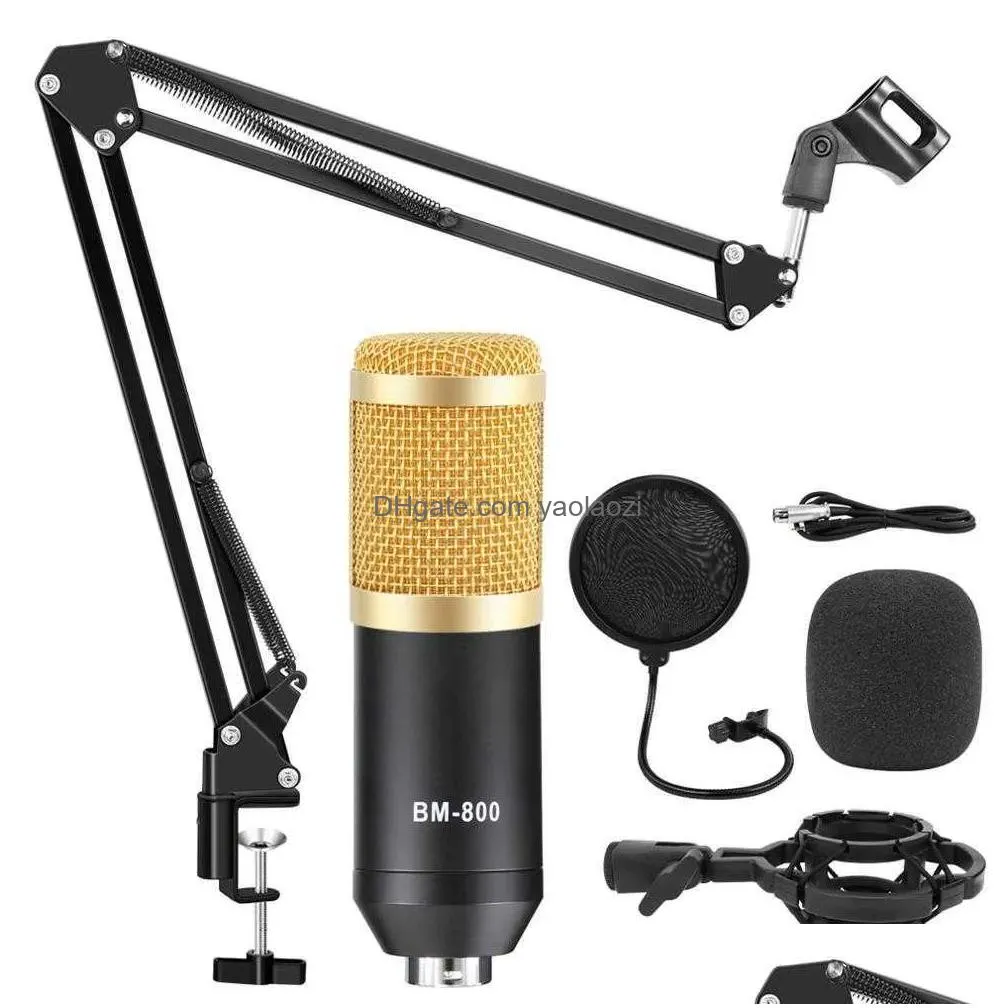 professional bm 800 studio condenser microphone kit vocal recording karaoke microfone with sound card mic stand for pc computer