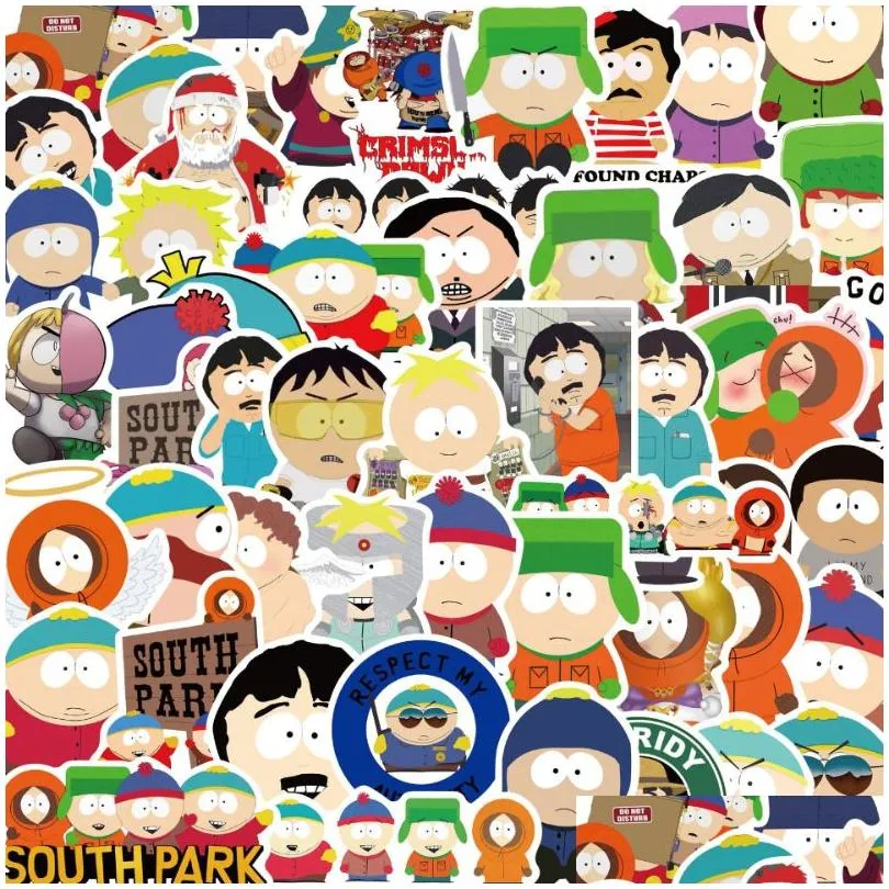 50Pcs South Park cartoon figure stickers Graffiti Kids Toy Skateboard Phone Laptop Luggage Sticker Decals