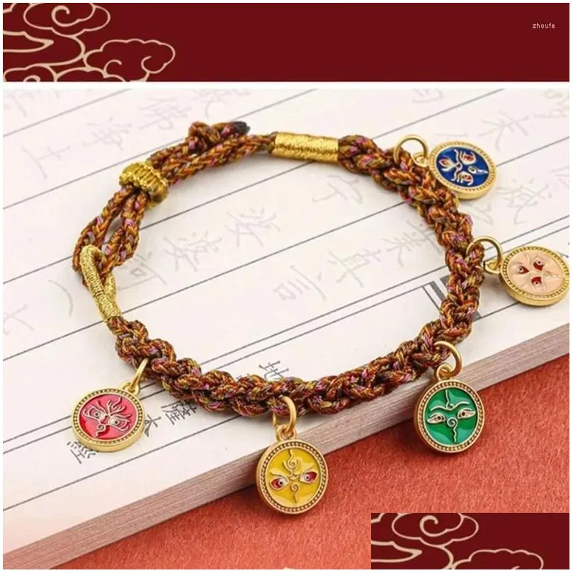 Charm Bracelets Stylish Handwoven Wristband Traditional Tibetan Hand Rope Colorful Bracelet 264E