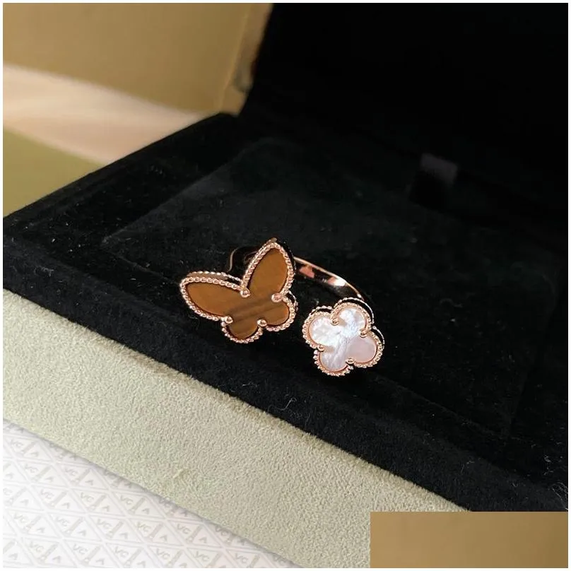 four leaf clover ring natural shell gemstone 925 silver for woman designer t0p quality highest counter quality fashion luxury exquisite gift with box